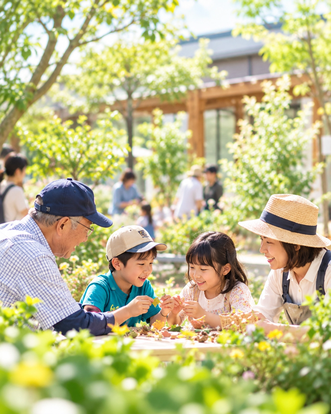 地域の中で世代をこえて人が交流する様子